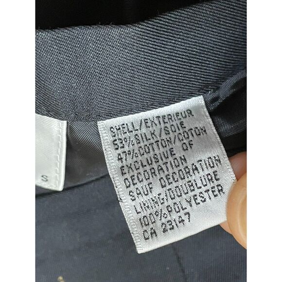 Talbots Women's 8P Black Pant Silk Crop Embroidered Floral Zipper Summer Casual - Picture 3 of 8